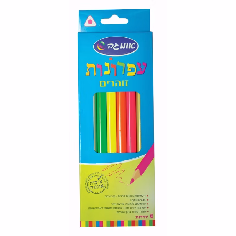 עפרונות זוהרים משולשים עבים 6 עפרונות זוהרים משולשים עבים 6