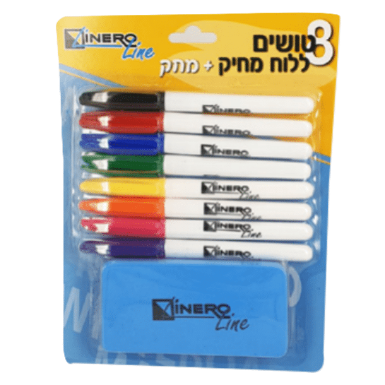 סט 8 טושים מחיקים + מחק